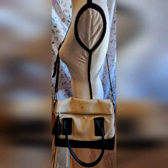 EUC Kate Spade Jenny Southport Cream & Black Leather Neutral Tote Purse Bag - Picture 2 of 15